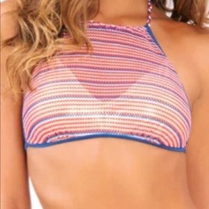 NWT Luli Fama American Dream Crochet Illusion Halter sz XS 4th Fourth of July